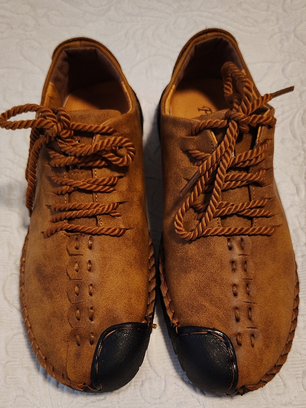 Men's Brown Suede Slip-On Loafers with Black Toe Cap
